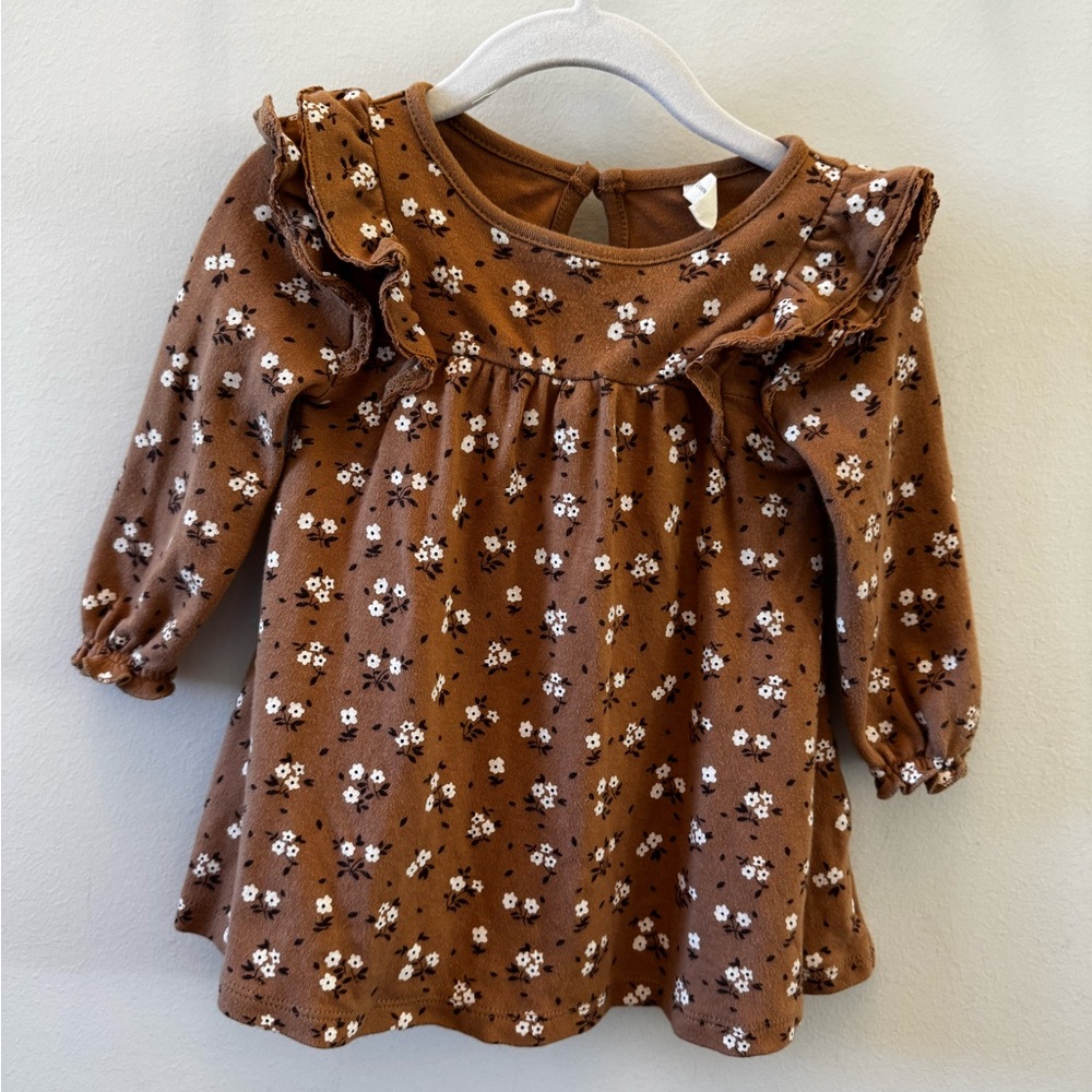 Quincy Mae Brown Floral Baby Dress